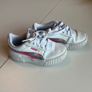 Puma size 11C White Sneakers with Rainbow Stripe